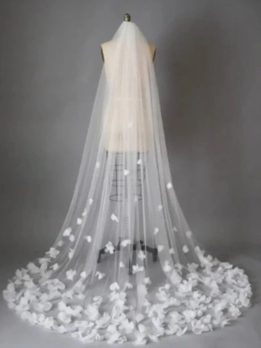 Floral Wedding Veil Chapel Length